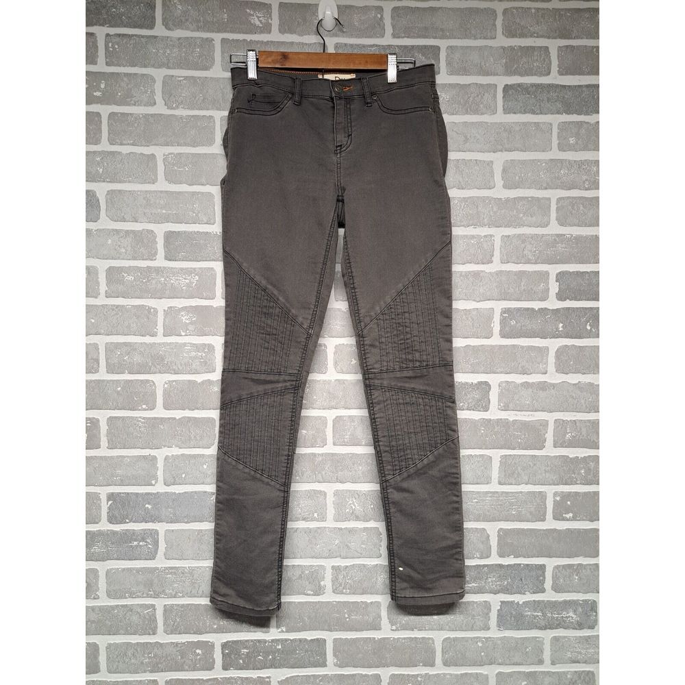 Dittos Womens  Moto Mid Rise‎ Legging, Gray Charcoal Skinny  Zip Cotton Pants 27